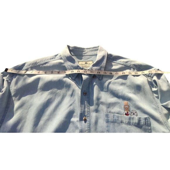 Dilbert Cartoon River Washed Denim Shirt By Aspen Gold Size X-Large - Picture 5 of 11